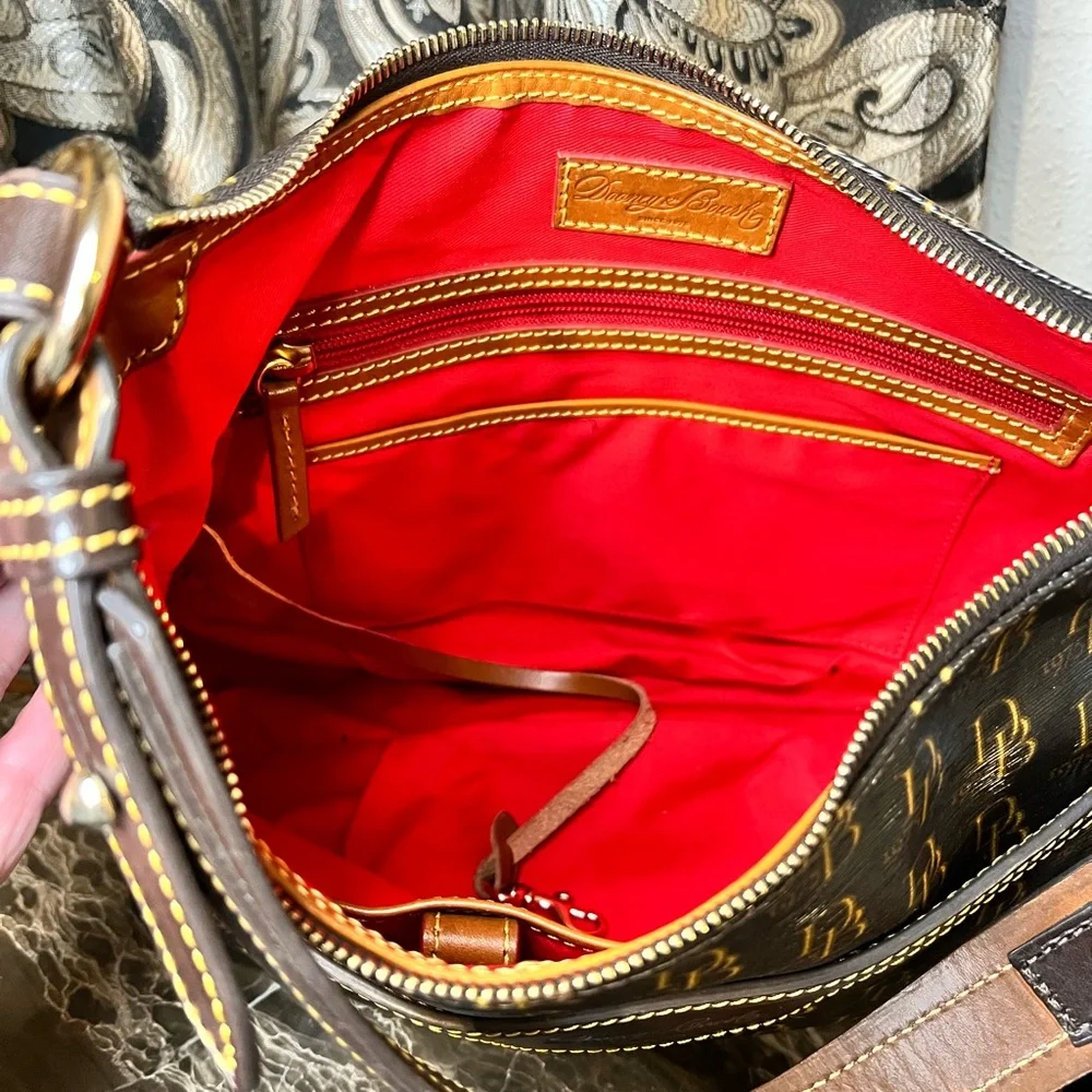Dooney & Bourke Signature Dark Brown Leather 1975 Collins Bag